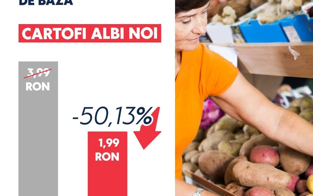 Prețurile la 14 alimente care fac parte din coșul de cumpărături de bază, au scăzut chiar până la 50%