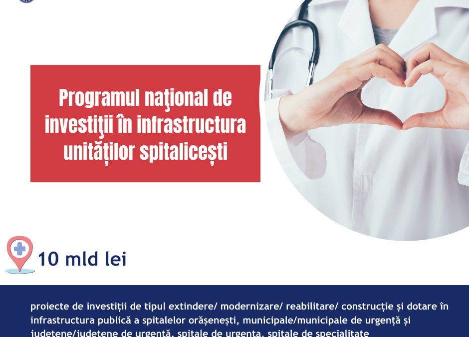 Ministerul Fondurilor Europene anunță un program de investiții în infrastructura de sănătate, cu o valoare de 10 miliarde lei