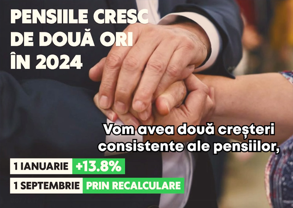 Creșteri consistente de pensii în 2024: indexarea cu 13,8% de la 1 ianuarie și recalcularea de la 1 septembrie